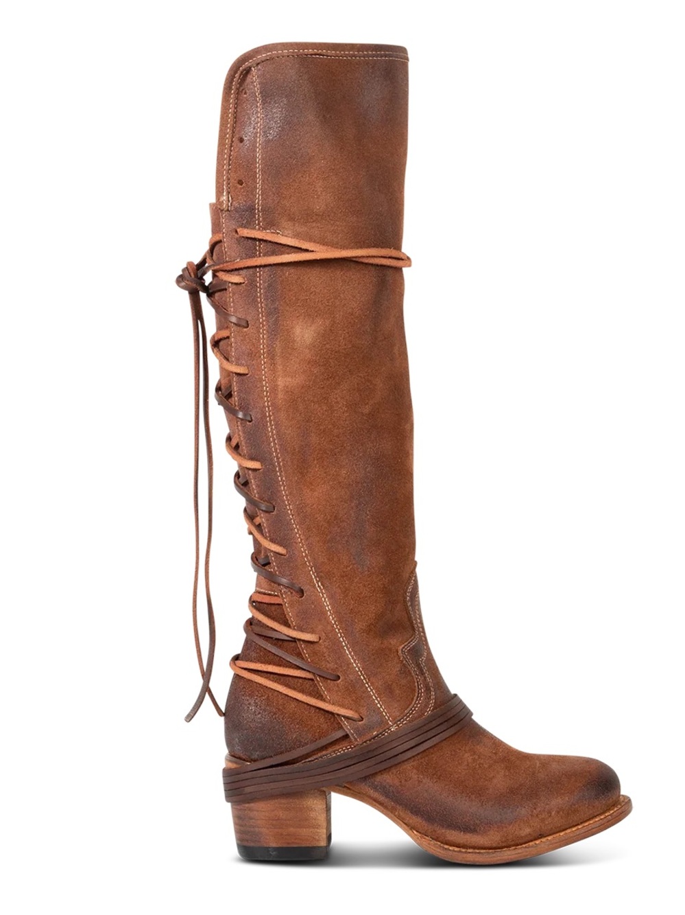 Free bird Tall Lace-Up Brown Leather Boots